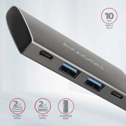 Hub HMC-4G2 2x USB-A + 2x USB-C, USB-C 3.2 Gen 2 10Gbps, 13cm USB-C kabel