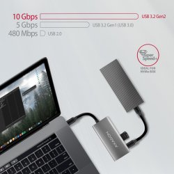 Hub HMC-4G2 2x USB-A + 2x USB-C, USB-C 3.2 Gen 2 10Gbps, 13cm USB-C kabel