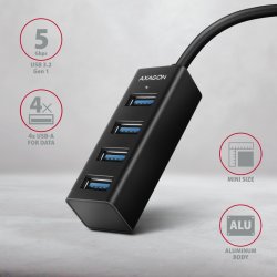 MINI hub HUE-M1AL 4x USB 3.2 Gen 1, metal, 1,2m USB-A kabel