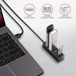 MINI hub HUE-M1AL 4x USB 3.2 Gen 1, metal, 1,2m USB-A kabel