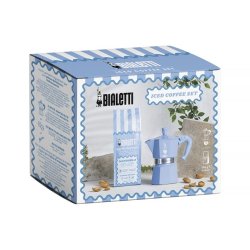 Bialetti Moka Express 3tz Sada kvovar + mandlov kva 250 g modr