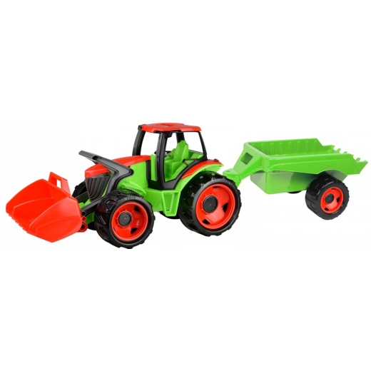 Traktor med skovl og trailer r�d-gr�n