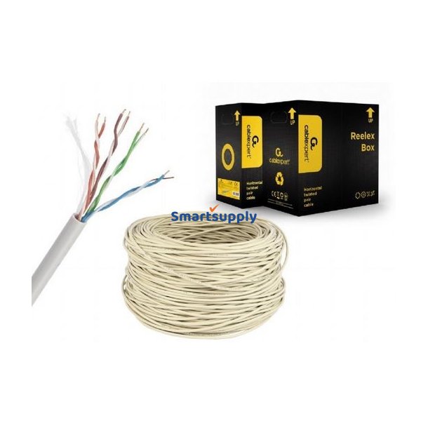 UTP solid gr� kabel, cat. 5E, AWG 24 CCA, 1000 ft