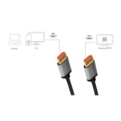 HDMI 2.1 kabel 8K/60Hz, alu, 3m