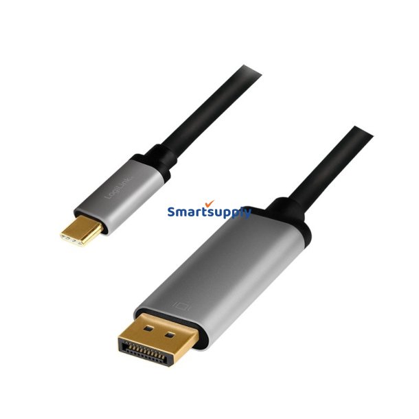 USB-C til DP-kabel, 4K 60Hz, alu, 1.8m