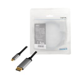 USB-C til DP-kabel, 4K 60Hz, alu, 1.8m
