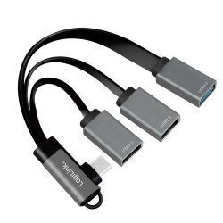 USB3.2 Hub USB-C/M 90, til 3xUSB-A/F, 0.15m