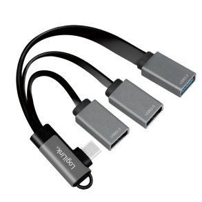 USB3.2 Hub USB-C/M 90, til 3xUSB-A/F, 0.15m