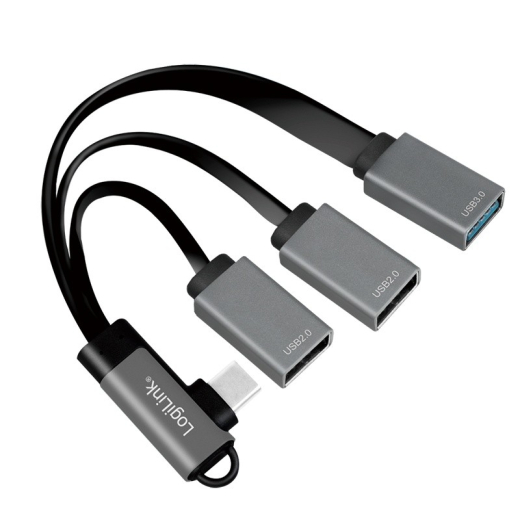 USB3.2 Hub USB-C/M 90, til 3xUSB-A/F, 0.15m