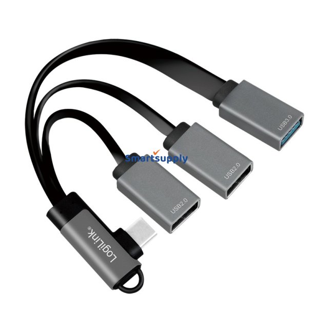 USB3.2 Hub USB-C/M 90, til 3xUSB-A/F, 0.15m