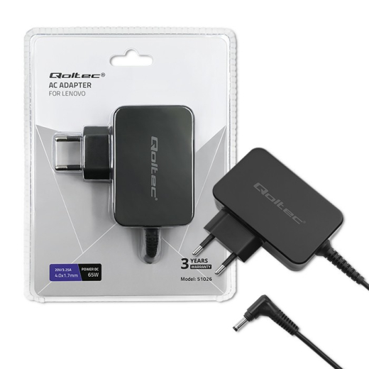 Power adapter til Lenovo 65W, 20V, 3.25A, 4.0x1.