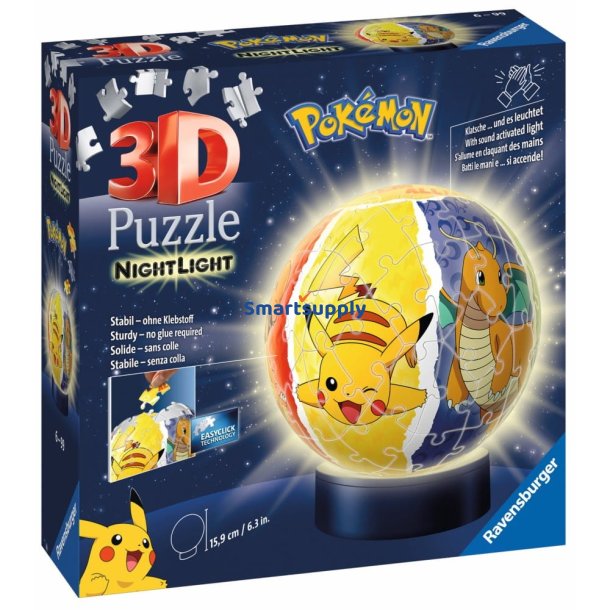 Puzzle 72 elementer 3D Gl�dende Bold Pokemon