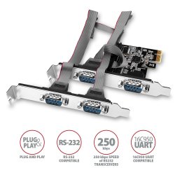 AXAGON PCEA-S4N, PCIe-controller 4x RS232