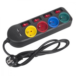 Str�mfordeler 4 stik 2xUSB Maclean MCE229B