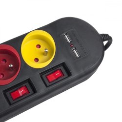 Str�mfordeler 4 stik 2xUSB Maclean MCE229B