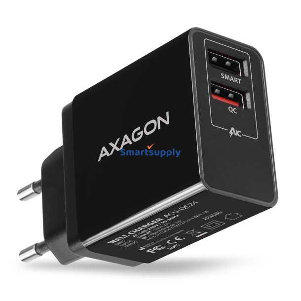 AXAGON ACU-QS24 v�goplader Smart 5V 1,2A + 1