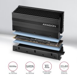 AXAGON CLR-M2XL passiv ALU k�ler M.2 36mm h