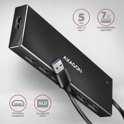 AXAGON HUE-F7A, HUB 7-port USB 3.2 Gen 1 ALU