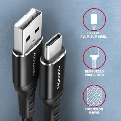 AXAGON BUCM-AM20AB kabel USB-C USB-A, 2m