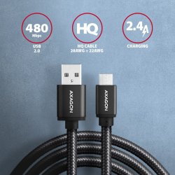 AXAGON BUMM-AM15AB kabel MicroUSB USB-A 1.