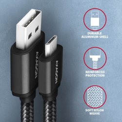 AXAGON BUMM-AM15AB kabel MicroUSB USB-A 1.