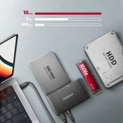 ADSA-CC USB-C 10 Gbps NVMe M.2 2.5/3.5 SSD&HDD Klonmester 2