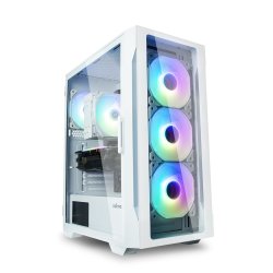 PC kabinet I3 Neo TG Hvid Mid Tower RGB bl�ser x4, hvid
