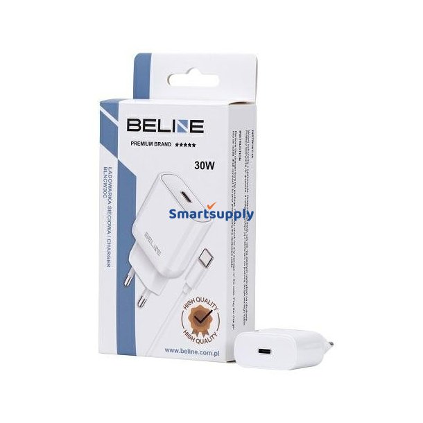 Oplader 30W USB-C + kabel USB-C, hvid