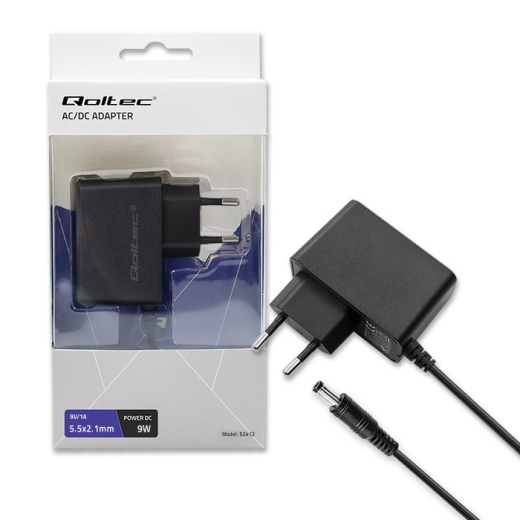 Plug-in str�mforsyning 9W 9V, 1A, 5.5x2.1