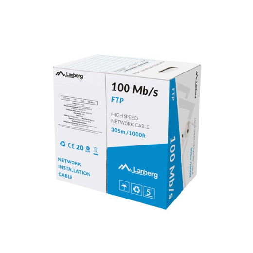 Kabel LAN FTP 100mb/s 305m wire cca gr�