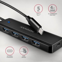 HUE-C1C, HUB 4-port USB 5Gbps 19cm USB-C kabel