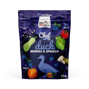 SYTA MICHA Chef Duck, berries and spinach - trfoder til hunde - 1,5kg