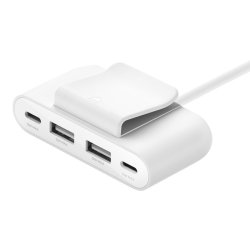 Lader 4-porte 2xUSB-C, 2xUSB-A 30W, hvid