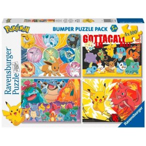 Puzzle 4x100 elementer Pokemon