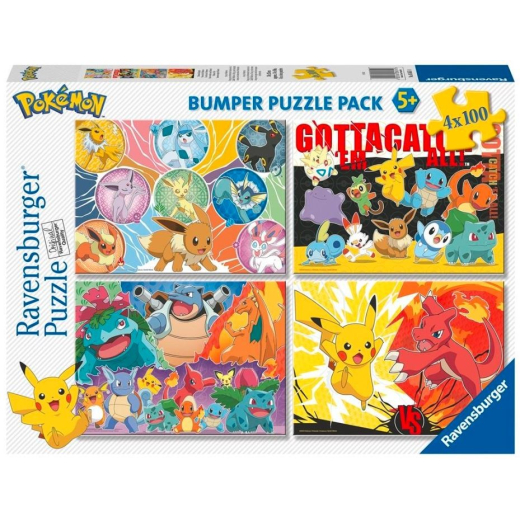 Puzzle 4x100 elementer Pokemon