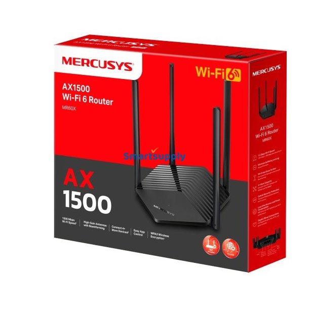 Router Mercusys MR60X WiFi 6 AX1500 2LAN 1WAN