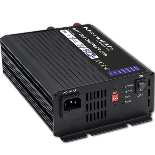 Oplader til LiFePO4 AGM GEL SLA batterier, 20A