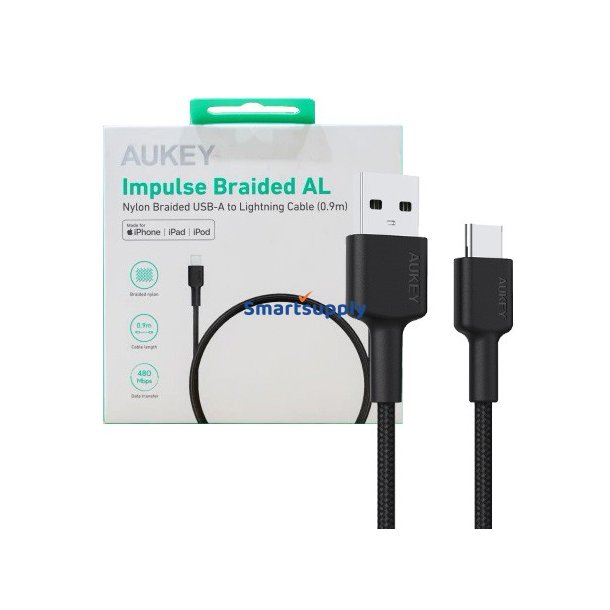 AUKEY CB-CD30 Nylon kabel USB C - USB A 0.9m 3