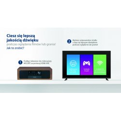 Micro system alt-i-�t Bluetooth, HDMI ARC, Optisk CD indgang/MP3/USB/AUX/Ure/Alarm