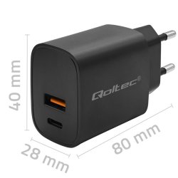 GaN POWER PRO lader 1xUSB C, 1xUSB, 30W
