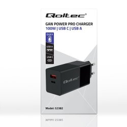 GaN Power PRO oplader 1xUSB C, 1xUSB, 100W