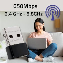 Mini tr�dl�s USB Wi Fi adapter, 650Mbps