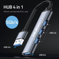 HUB adapter USB 3.0 4i1, USB 3.0, 3x USB 2