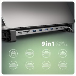 HMC-10HLS USB hub 10in1 5Gbps, 4xUSB, HDMI, LAN, SD