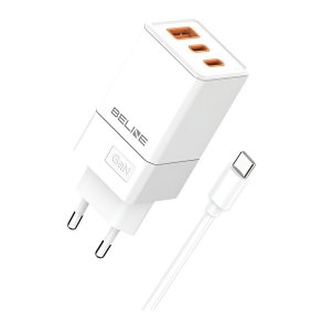 Lader 65W GaN 2xUSB-C +USB-A + USB-C kabel