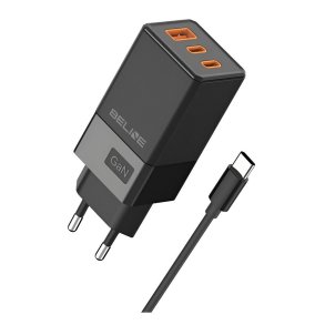 Lader 65W GaN 2xUSB-C + USB-A + USB-C Kabel bl