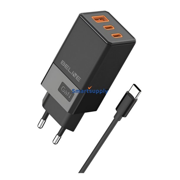 Lader 65W GaN 2xUSB-C + USB-A + USB-C Kabel bl