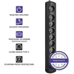 Str�mforsyningssikkerhed | 8 stik | 3,0m