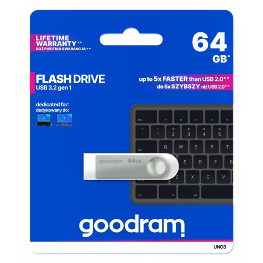 Pendrive UNO3 64GB USB 3.2 Gen1 s�lv