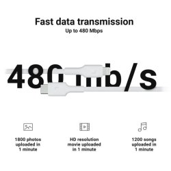 PowerStream USB-C til Lightning 1m MFI kabel, PD, hvid